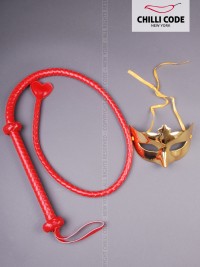 Dlouhý pletený bič s plácačkou ve tvaru srdce - délka 142 cm